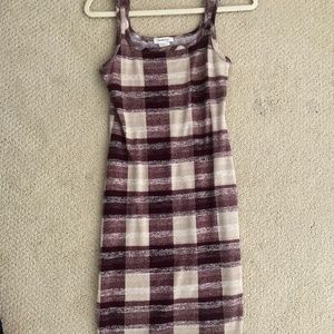 Long, Fitted, Plaid Dress.